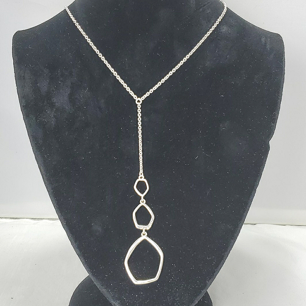 The Sak Womens Y Drop Lariat Necklace Silver Metal Cz Open Pendant 18 Inches 18$